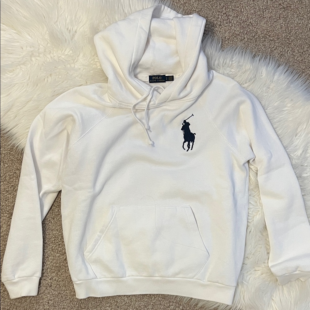Polo by Ralph Lauren White Hoodie with Navy Logo